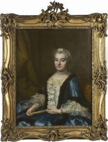 Portrait De Madame De Brosse, Fille De Monsieur Briasson,
 Echevin Lyonnais Oil Painting by Donatien Nonnotte