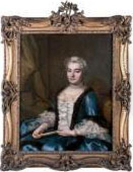 Portrait De Madame De Brosse, Fille De Monsieur Briasson Echevin Lyonnais. Oil Painting by Donatien Nonnotte