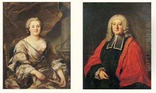 Portraits De Monsieur Et De Madame Moreau De Besigny Oil Painting by Donatien Nonnotte