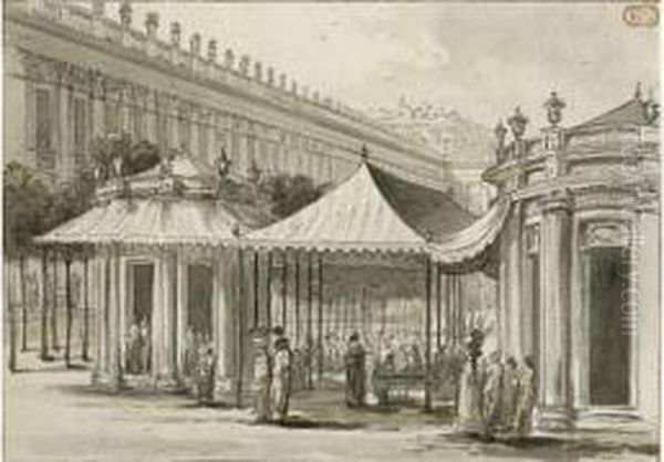 Vue Animee Des Jardins Du Palais-royal Oil Painting by Jean-Pierre Norblin De La Gourdaine