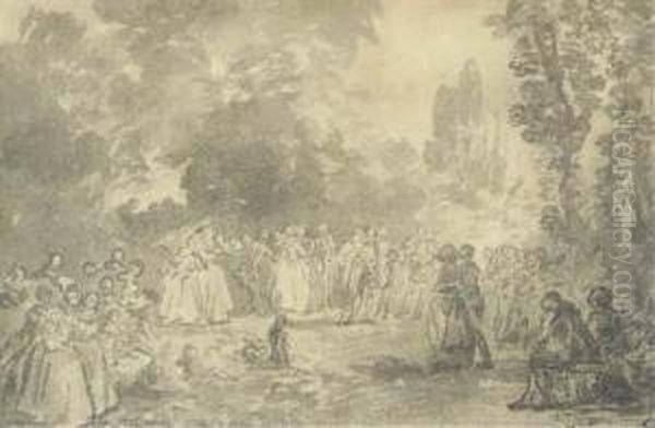 Une Fete Champetre Oil Painting by Jean-Pierre Norblin De La Gourdaine