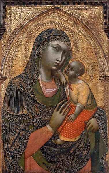 Virgin and Child 1360s Oil Painting by Barnaba Da Modena