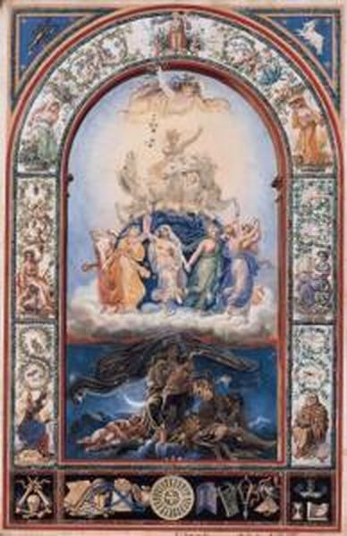 The Chariot Of Aurora, Within A Decorated Mount Oil Painting by Sebastien-Louis-Guillaume Norblin De La Gourdaine