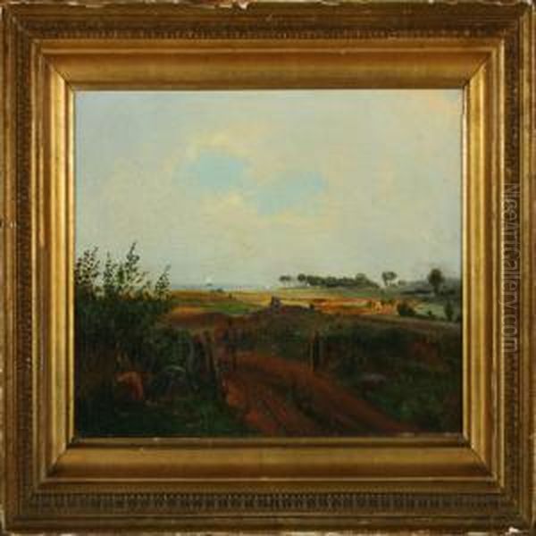 Scenery From Smidstrup Oil Painting by Nordahl Peter Frederik Grove