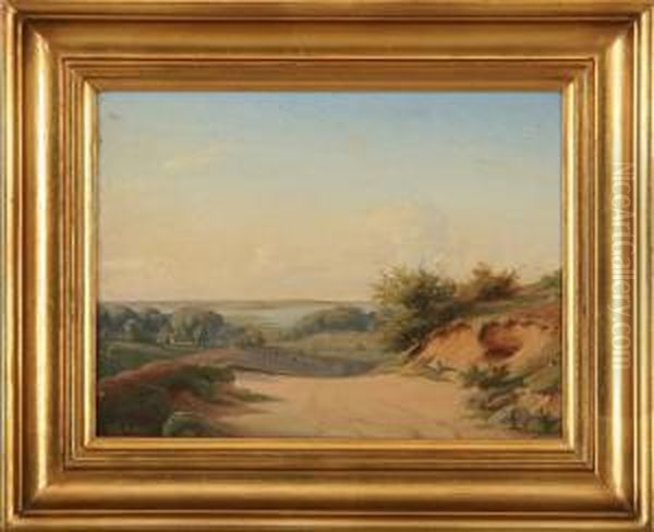 A Danish Summer Landscape Oil Painting by Nordahl Peter Frederik Grove