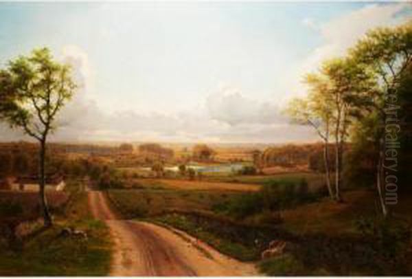 An Extensive Landscape Oil Painting by Nordahl Peter Frederik Grove