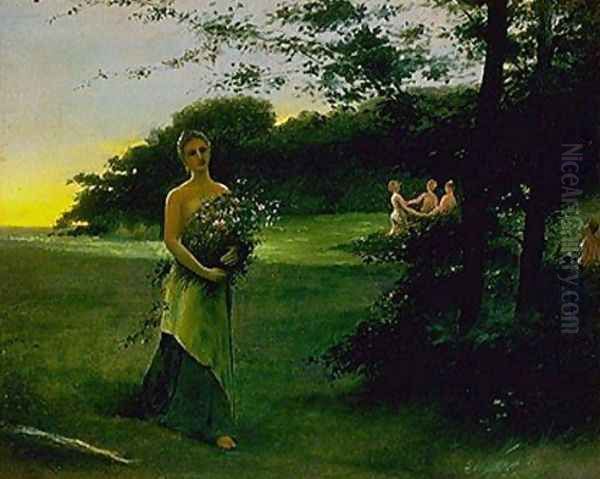 Juno and the Three Graces Oil Painting by Arthur Bowen Davies