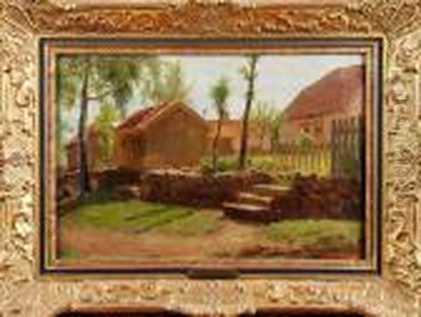 Gardsidyll Oil Painting by Bengt Nordenberg