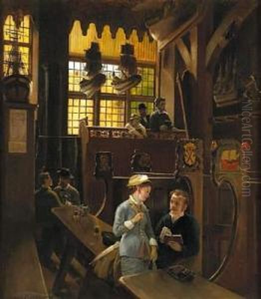 The Shipping House In Lubeck Oil Painting by Henrik Nordenberg