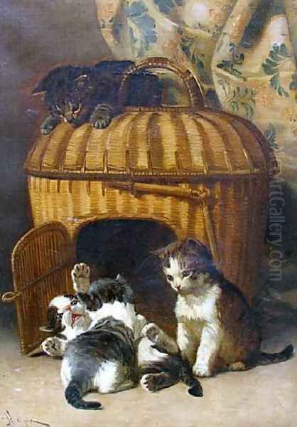 Kitty Play Time Oil Painting by John Henry Dolph