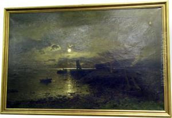 Fiskelage I Mansken. Oil Painting by Axel Wilhelm Nordgren