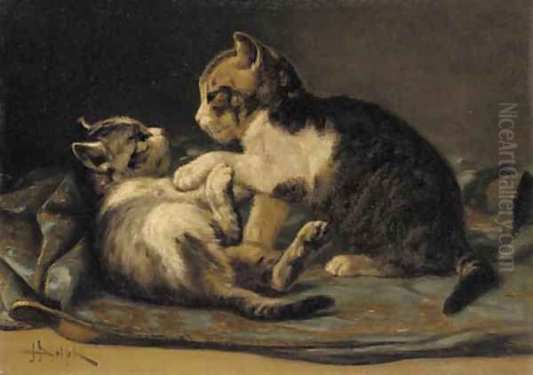 Playful Kittens Oil Painting by John Henry Dolph