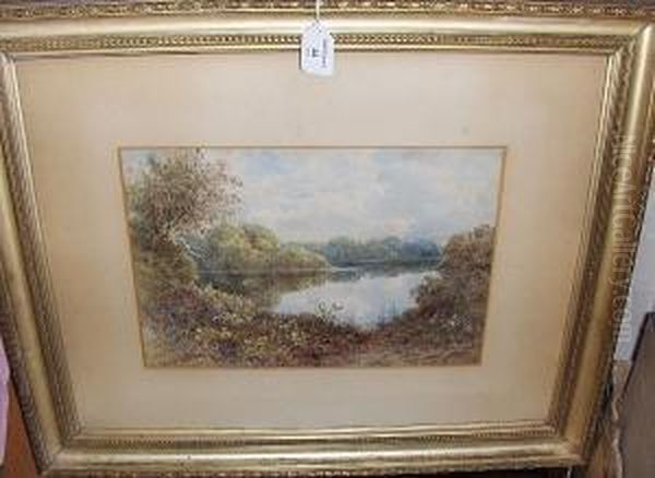 A Wooded Lake Scene Oil Painting by George Parsons Norman