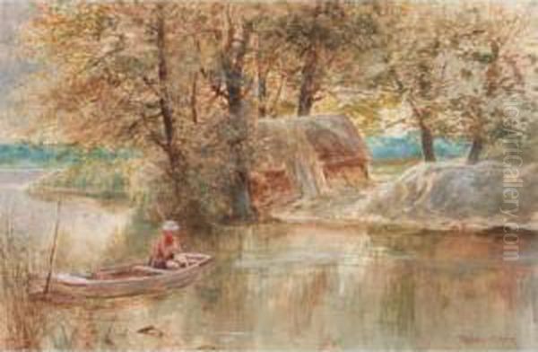 A Fisherman Tying The Fly Oil Painting by George Parsons Norman