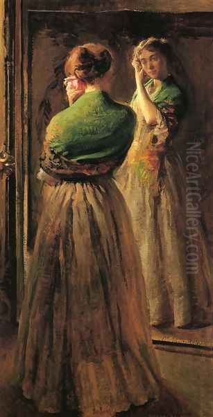 Girl with a Green Shawl Oil Painting by Joseph Rodefer DeCamp