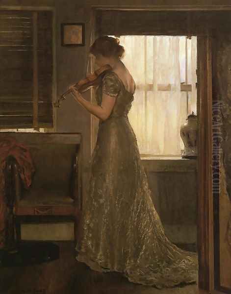 The Violinist (or The Violin: Girl with a Violin III) Oil Painting by Joseph Rodefer DeCamp