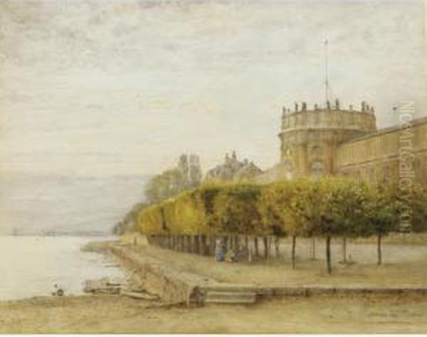 Schloss Biebrich On The Rhine Oil Painting by John William North