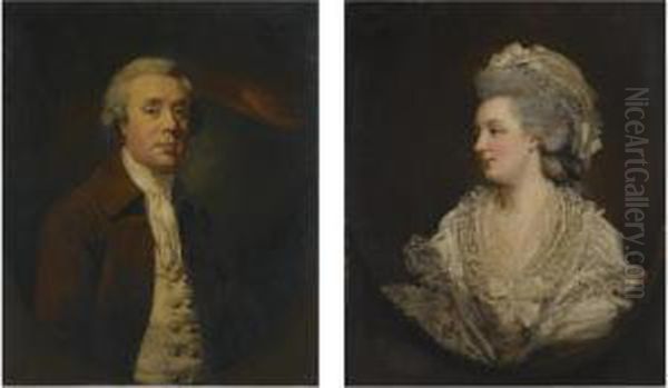 Portrait Of Richard Baylay Of 
Stoke Damerall Near Plymouth; And Portrait Of His Wife Mary Baylay, Both
 Half Length Oil Painting by James Northcote