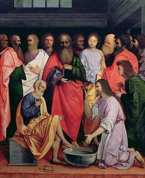 The Washing of the Feet 1500 Oil Painting by Giovanni Agostino Da Lodi