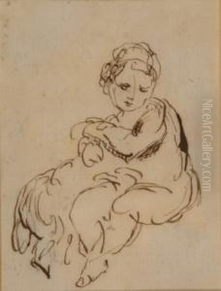 11cms X 8cms; Together With An Etching Oil Painting by James Northcote