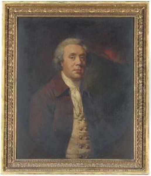 Portrait Of Richard Baylay Of 
Stoke Damerall Near Plymouth, Half-length, In A Brown Coat And White 
Stock And Vest, Feigned Oval Oil Painting by James Northcote