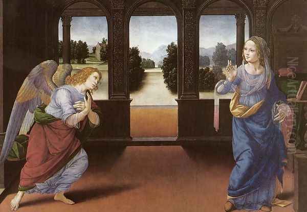 Annunciation (detail) 1480-85 Oil Painting by Lorenzo Di Credi