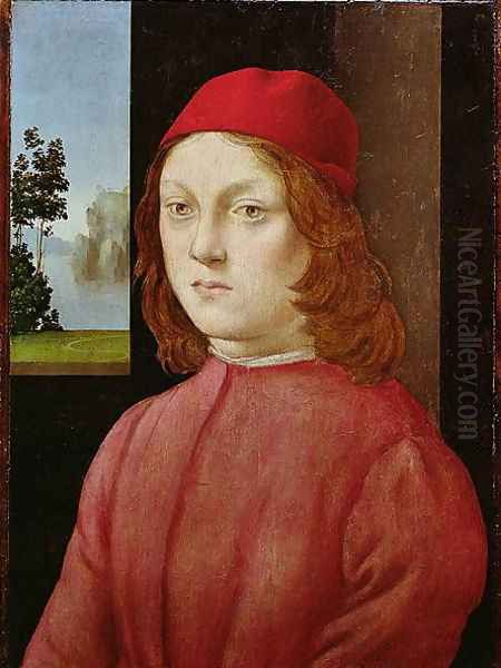 A Boy in a Scarlet Cap Oil Painting by Lorenzo Di Credi