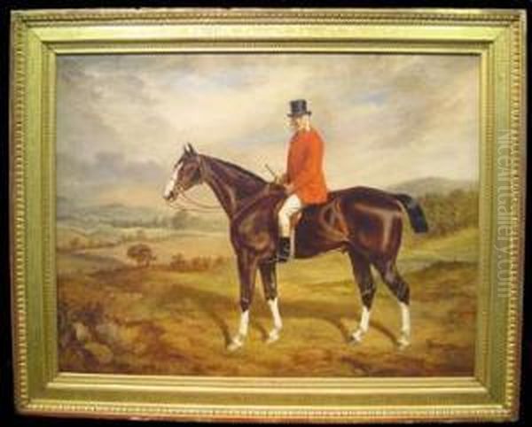 Horse And Rider In An Extensive Landscape Oil Painting by Benjamin Cam Norton