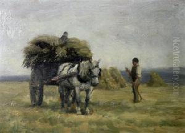 Harvesters With A Haycart Oil Painting by William Edward Norton