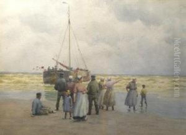 Waiting For The Fishing Boats Oil Painting by William Edward Norton