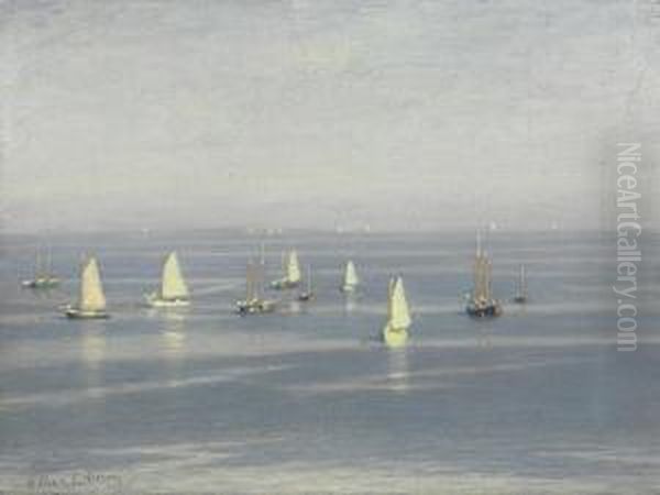 Sailboats At Sea Oil Painting by William Edward Norton