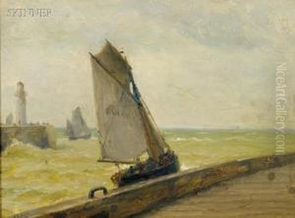 Dieppe Harbor Oil Painting by William Edward Norton