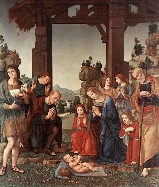 Adoration of the Shepherds c. 1510 Oil Painting by Lorenzo Di Credi