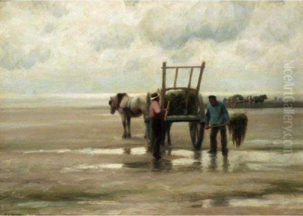 Kelp Gathering Oil Painting by William Edward Norton