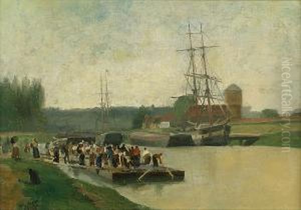 Flemish Dock Workers Oil Painting by William Edward Norton