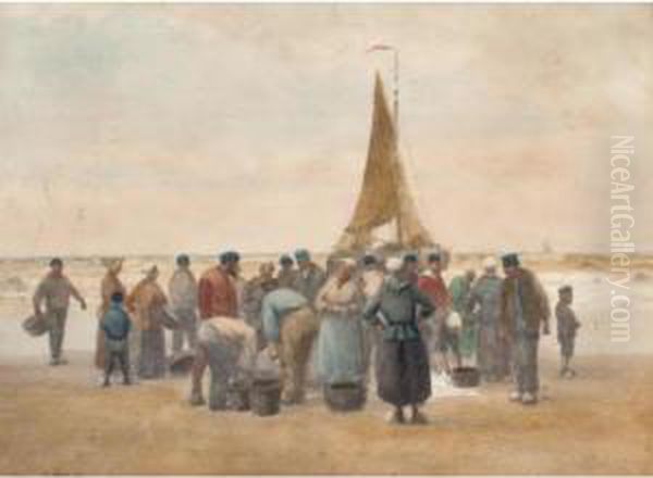 Inspecting The Catch Oil Painting by William Edward Norton