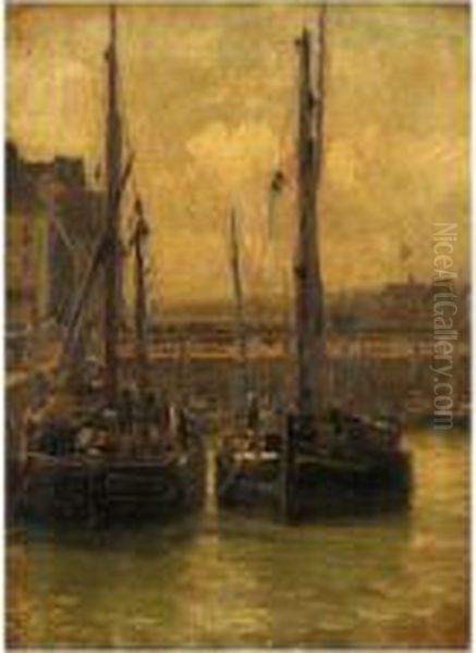 Harbour Scene Oil Painting by William Edward Norton