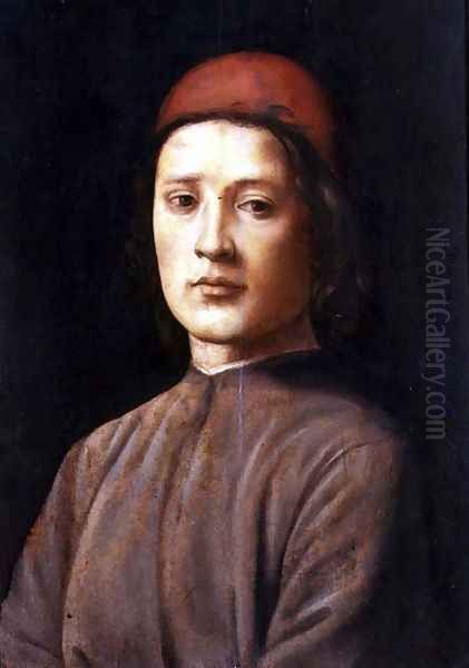 Portrait of a Young Man with a Red Cap Oil Painting by Lorenzo Di Credi