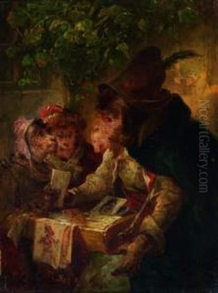 Singerie : Le Marchand Ambulant Oil Painting by Emmanuel Noterman