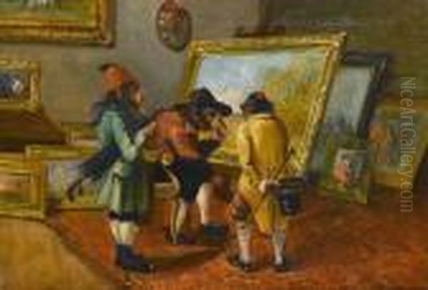 In The Studio; The Connoisseurs Oil Painting by Emmanuel Noterman