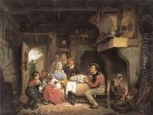 De Knipbeurt (1842) Oil Painting by Emmanuel Noterman