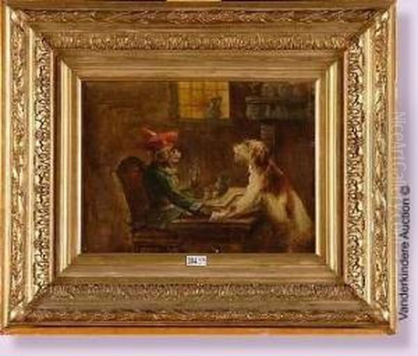 Singe Et Chien Jouant Aux Dominos Oil Painting by Zacharias Noterman