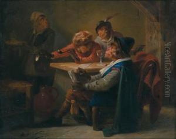 Amusement In The Tavern Oil Painting by Zacharias Noterman