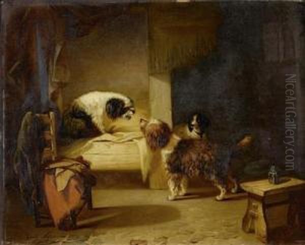 Das Hundegesprach. 1851. Oil Painting by Zacharias Noterman