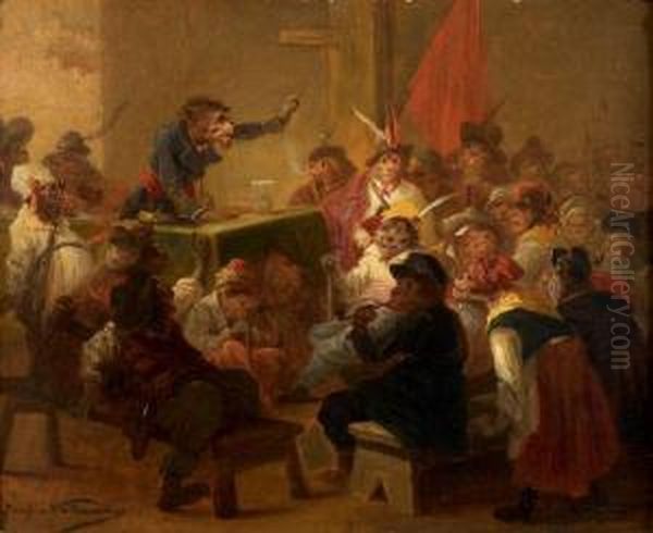 Singerie : L'assemblee Publique Oil Painting by Zacharias Noterman