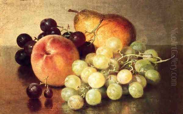 Still Life with Peach, Pear and Grapes Oil Painting by Robert Spear Dunning