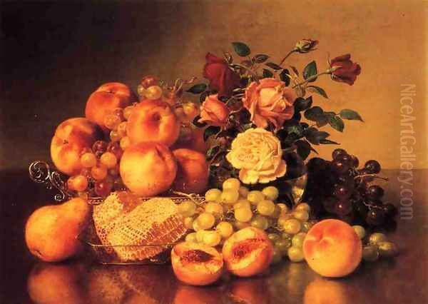 Still Life with Peaches Oil Painting by Robert Spear Dunning