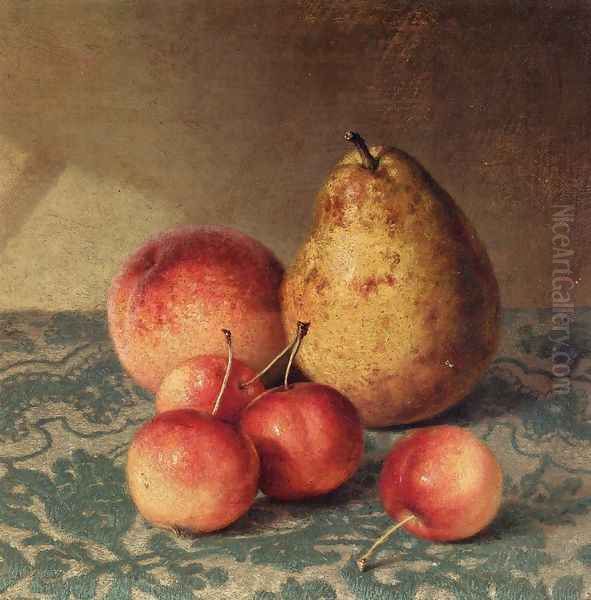 Pear, Peach and Cherries Oil Painting by Robert Spear Dunning