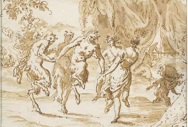 Danse De Satyres Et Nymphes Oil Painting by Pietro Novelli Il Monrealese