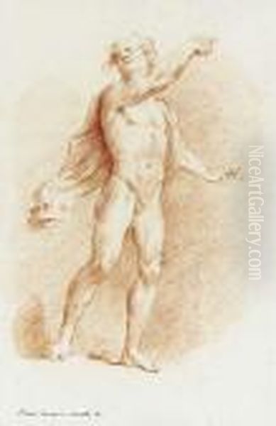 A Nude Male With An Outstretched Arm Oil Painting by Pietro Antonio Novelli